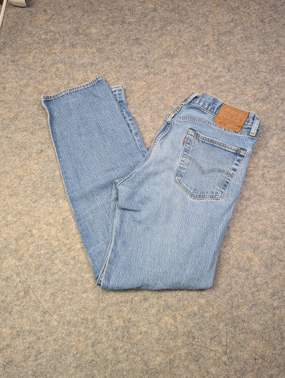 Levis 501 '93 Jeans Mens 34x34 Blue Light Wash Straight Button Fly Stretch Retro